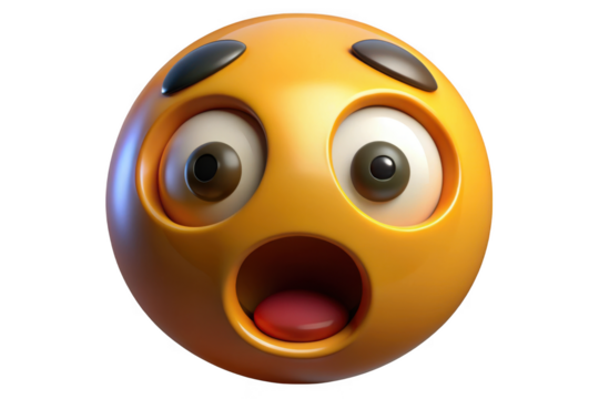 Scared emoji isolated on transparent background for expressing fear, shock, or surprise in digital communication. - Powered by Adobe
