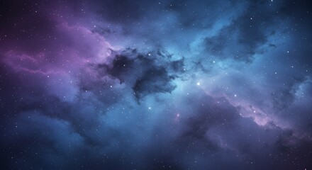 Fototapeta premium Cosmic Nebula A Stunning Display of Purple and Blue Celestial Clouds