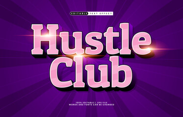 Fototapeta premium hustle club editable text effect with a team and sport text effect
