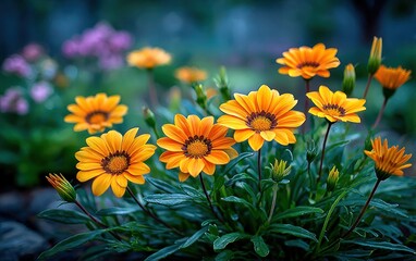 Vibrant orange flowers in garden