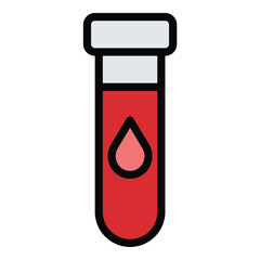 Blood tube icon flat line style illustration representing specimen collection and laboratory testing, suitable for medical diagnostics, clinical research, and healthcare-related projects