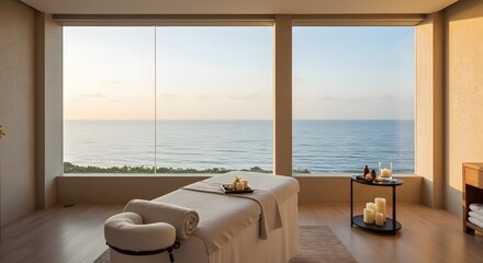 Plakat Private spa interior of a luxury resort with ocean view