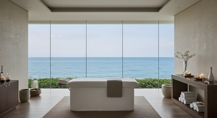 Obraz na płótnie Canvas Private spa interior of a luxury resort with ocean view