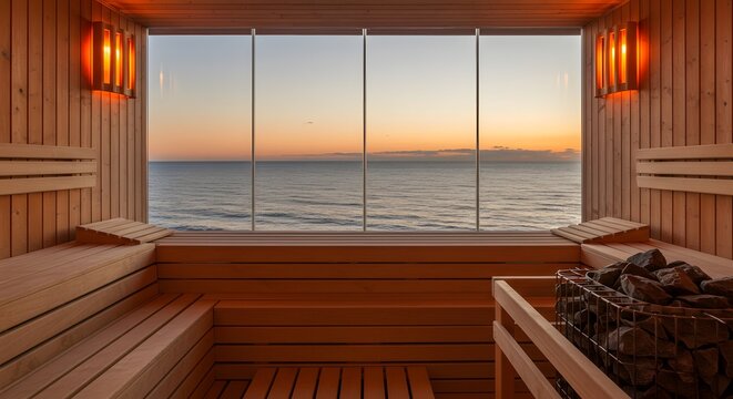 Luxury Finnish sauna with sea view