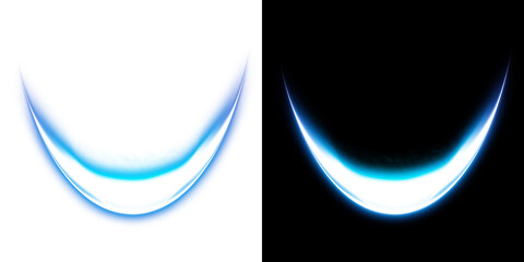 Blue curved light effect with glow on transparent and black background  © imak