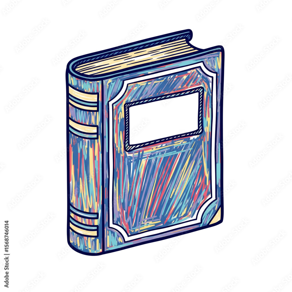 Poster colorful illustrated book with empty label for customization