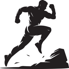 Silhouette of a determined runner overcoming an obstacle in a dynamic pose silhouette transparent isolated vector png