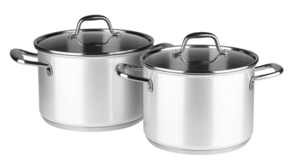 two pots with handles on each side isolated on transparent back ground 