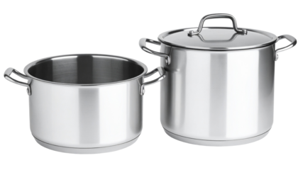 A two pots with handles on each side isolated on transparent back ground 
