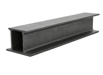 Gray steel i beam construction material isolated on transparent background