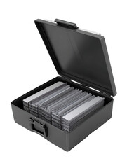 Gray Metal Case with Rectangular Items on Transparent Background, PNG