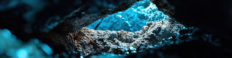 Underwater Crevice: Rock Texture and Teal Water