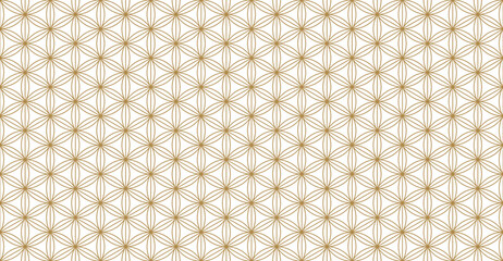 seamless pattern of interconnected circles forming a geometric "Flower of Life" motif in elegant gold lines on a pristine white background. Perfect for spiritual, luxurious, or decorative designs.