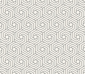 Seamless geometric pattern of swirling hexagons, creating a dynamic, modern optical effect, ideal for sophisticated texture background, vector illustration.