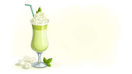 Refreshing Iced Matcha Latte Vector Artwork Isolated on White Background