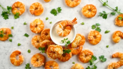 "Flat Lay of Shrimp Chips with Dipping Sauce &ndash; Crispy & Delicious Snack"