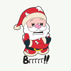 Funny Santa Claus shivering in cold weather with 
