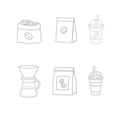 Hand Drawn Coffee Drink Vector Set. A curated collection of hand-drawn coffee illustrations. Modern coffee vector set featuring various drinks. Minimalist hand-drawn coffee vector set.