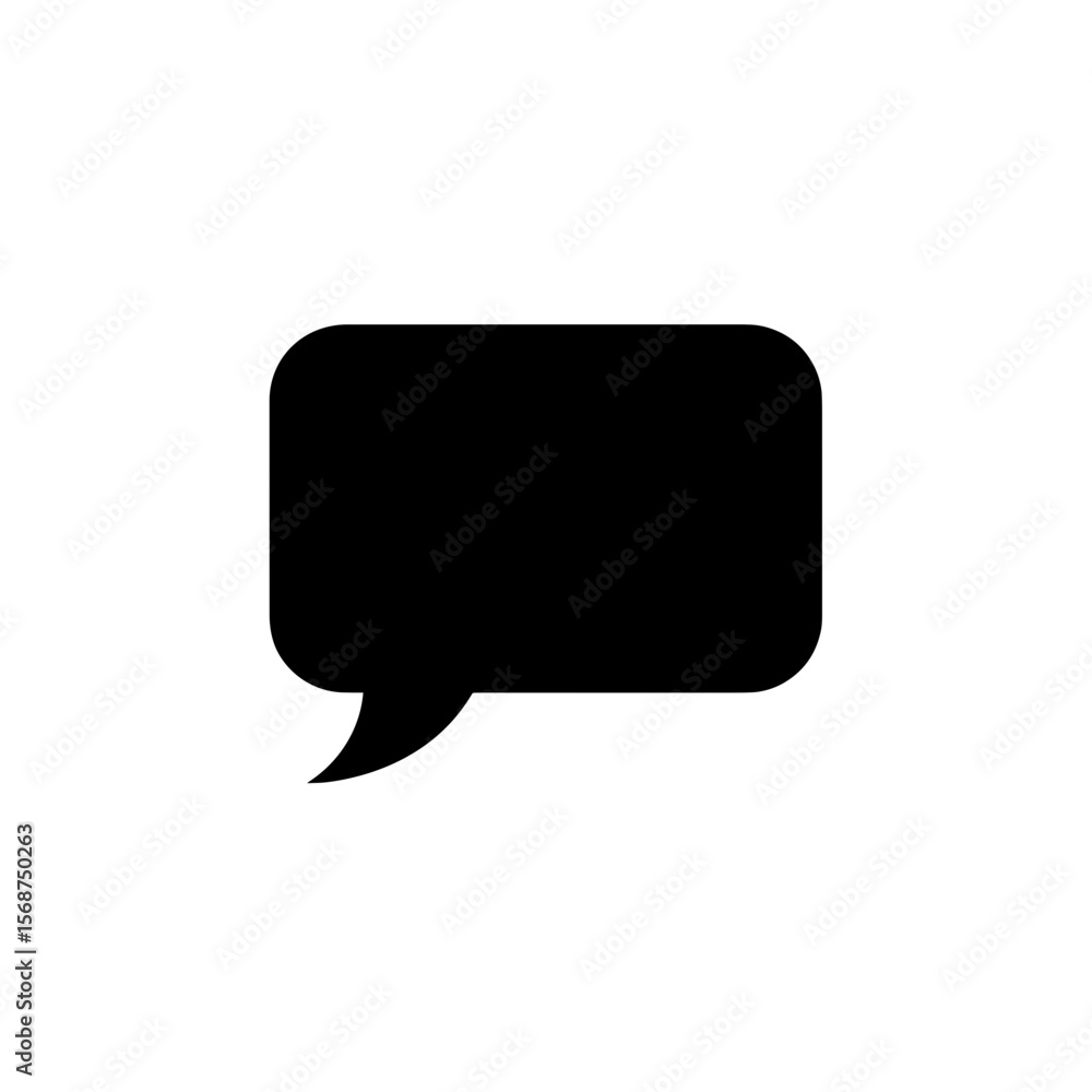 Poster illustration of a speech bubble with rounded corners and a tail pointing to the left side frame