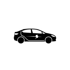 Fototapeta premium Electric vehicle illustration showing a car with a lightning bolt symbol indicating power source
