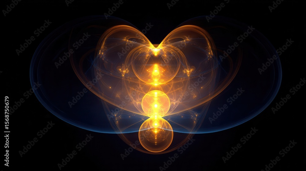 Poster intricate abstract design with glowing, ethereal shapes.