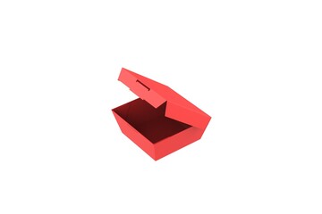Opened Paper Food Box Mockup isolated on White Background. 3d illustration