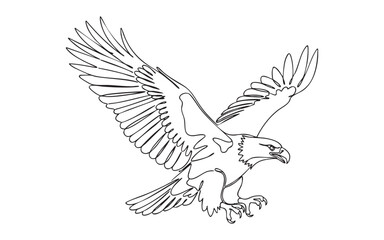Obraz premium Eagle Flying one continuous line drawing vector illustration 