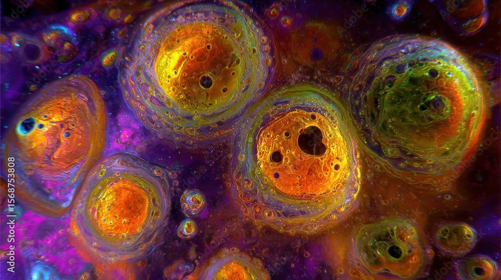 Poster colorful abstract patterns of fluid forms.