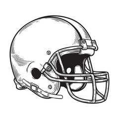 Fototapeta premium American Football Helmet Vector Engraving Illustration