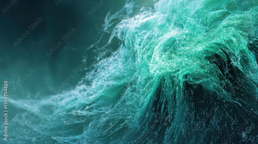 Poster teal abstract design with intricate textures.