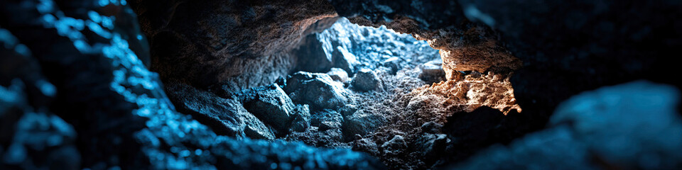 Cave Opening with Blue and Orange Rock Formations