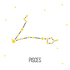 pisces zodiac constellation sign, astrology vector symbol on white background