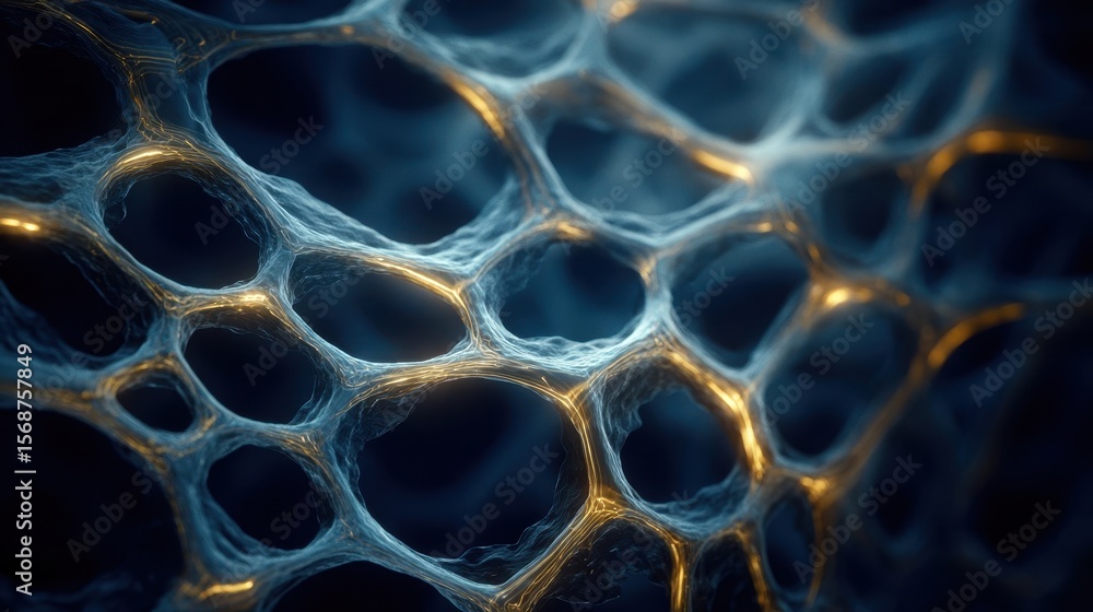 Poster close-up view of a complex cellular structure.