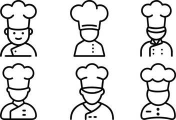 set of chef line art vector icons