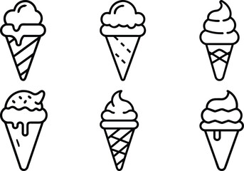 set of ice cream line art vector icons