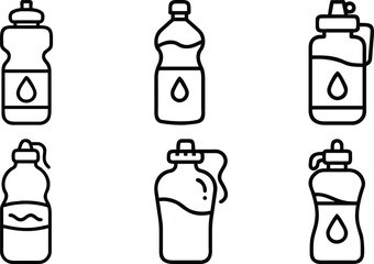 set of drinking water plastic bottles vector icons
