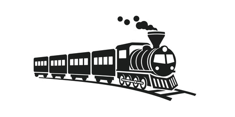vector icon of a train or locomotive, representing rail transport, railway, or public transportation."
