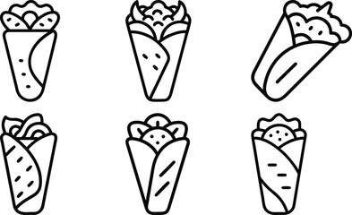 vector set of shawarma line art vector icons for restaurant banner art