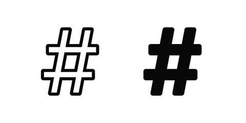 Obraz premium vector icon of a hashtag symbol (#), representing trending topics, categorization, or social media tags.