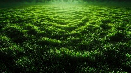 Lush Green Grass with Gentle Ripples Under Bright Natural Light in Tranquil Landscape