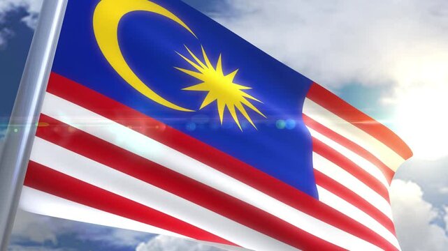 Waving flag of malaysia animation