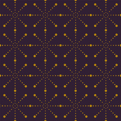 Seamless Geometric Circle Gold Pattern on Black Vector for Wallpaper, Tile, and Fabric