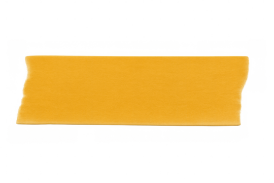 Close-up of a piece of yellow masking tape with torn edges, isolated on a transparent background, ready for graphic design projects - Powered by Adobe