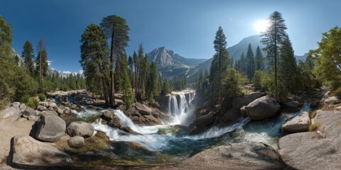 Obraz premium Stunning nature waterfall hdr 360 degrees hdri