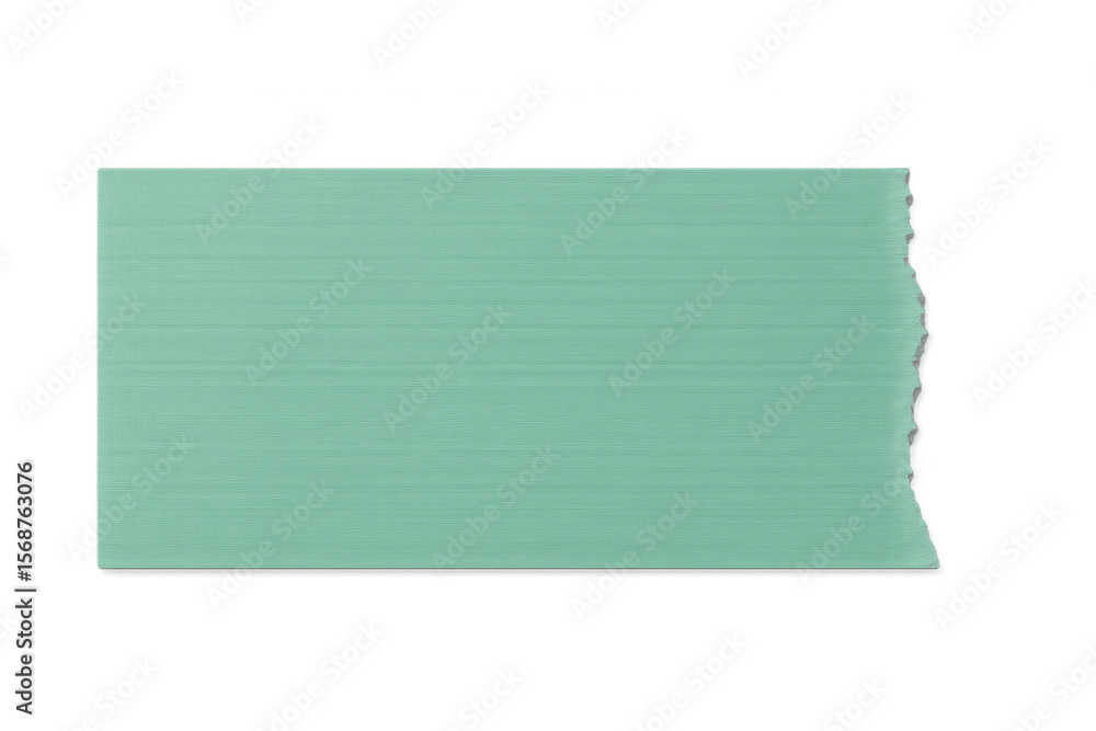 Poster rectangular piece of green masking or painter's tape with a torn right edge, isolated on a transpare