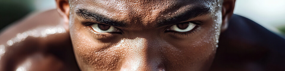 Close-up of Sweating Athlete's Face
