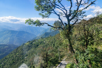 NAMCHI, SIKKIM, INDIA - OCTOBER 20, 2016 : Ropeway arrangement at Namchi, Sikkim . It is a very popular tourist attraction for tourists who can get a view of great Himalayan Mountains at Sikkim, India