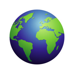 3D globe vector illustration image with world map