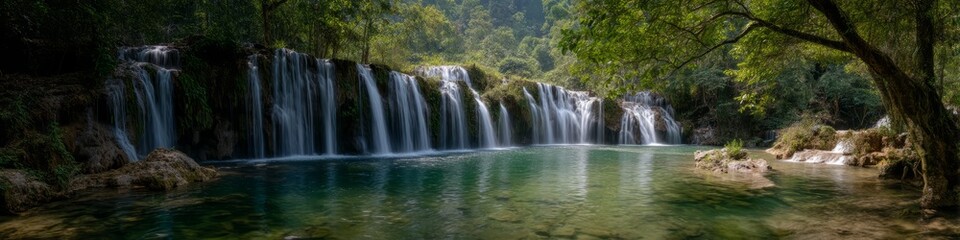 Fototapeta premium Majestic waterfall view nature hdr 360 degrees