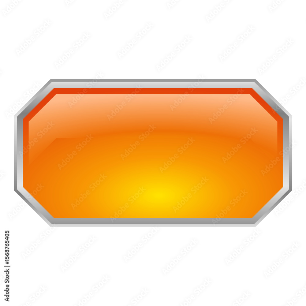 Aufkleber 3d yellow chamfered rectangle short button ui asset vector template png image